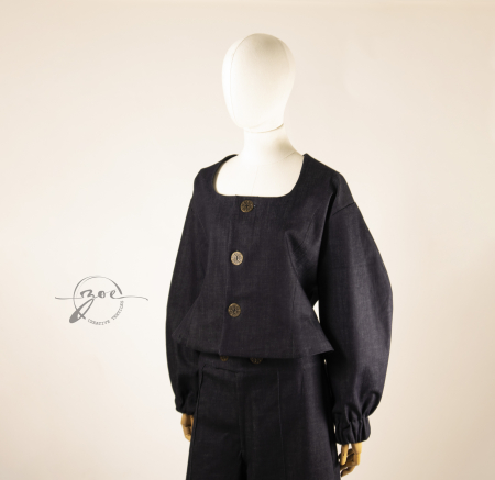 Sacouri si Paltoane - Sacou Oversize din Denim cu Talie Accentuată