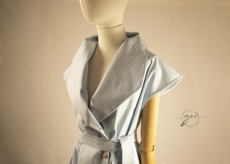 Rochie blazer maxi din poplin de bumbac 100% galben pai design de autor Zoe Creativ [1]