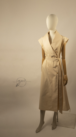 Rochie blazer maxi din poplin de bumbac 100% galben pai design de autor Zoe Creativ [5]