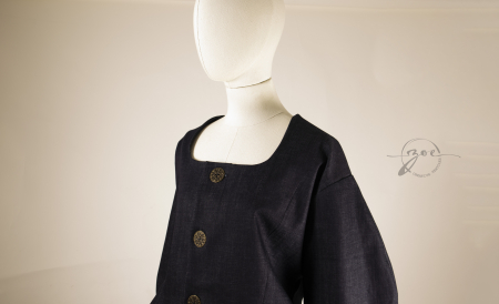 Sacou Oversize din Denim cu Talie Accentuată [3]