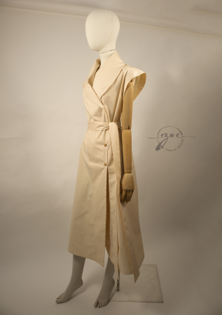 Rochii - Rochie blazer maxi din poplin de bumbac 100% galben pai design de autor Zoe Creativ
