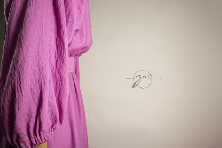 Rochie lungă maxi în cloș realizată din vâscoză premium opacă cu elastic lejer în talie și mâneci trei sferturi căzute – Atelier Zoe [4]