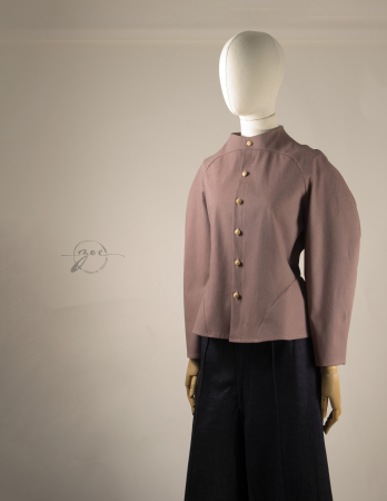 Sacou Sculptural cu Mânecă Raglan și Accente Naturale [2]