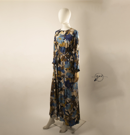 Rochii - Rochie Maxi din Bumbac Satinat cu Imprimeu Floral