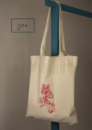 Genti Tote - Geantă Tote „Bufnița” din Bumbac 100% cu Broderie – Zoe Creativ