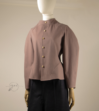 Sacou Sculptural cu Mânecă Raglan și Accente Naturale [0]