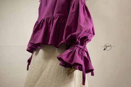 ămașă damă cu mâneci ample și fronseuri baroc | Pânză topită 100% bumbac [2]