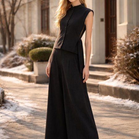 Fuste si Pantaloni - fusta-pantaloni-zoe-firul-timpului-stofa-lana-pliu-taliei-inalta-evazati