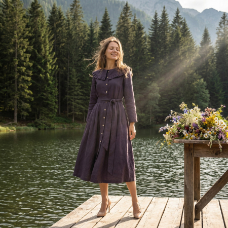 Rochii - rochie-zoe-domnita-panza-topita-bumbac-guler