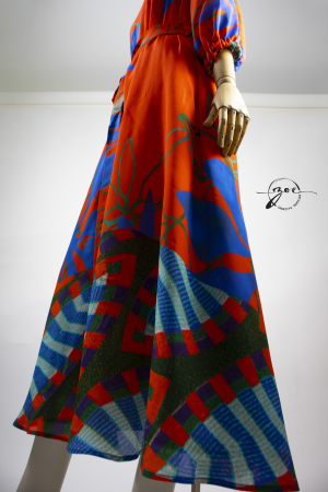 Rochie Maxi din Mătase Naturală și Vâscoză cu Imprimeu [2]