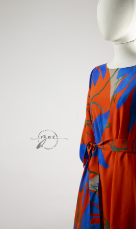 Rochie Maxi din Mătase Naturală și Vâscoză cu Imprimeu [1]