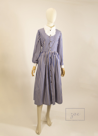 DANS DE LINII - rochie-zoe-lumina-zorilor-poplin-bumbac-maneca-lunga-lungime-3-4-guler-camasa