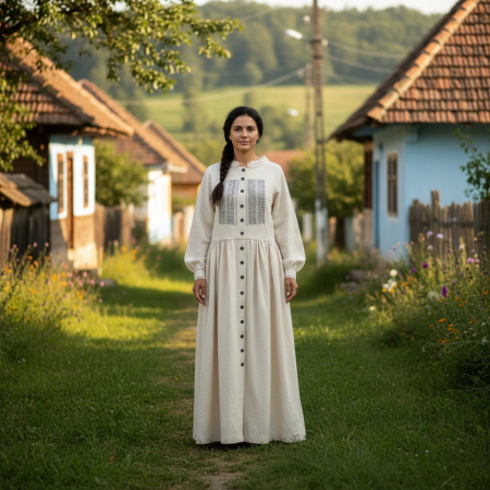 Rochii - rochie-zoe-fir-de-bucovina-panza-topita