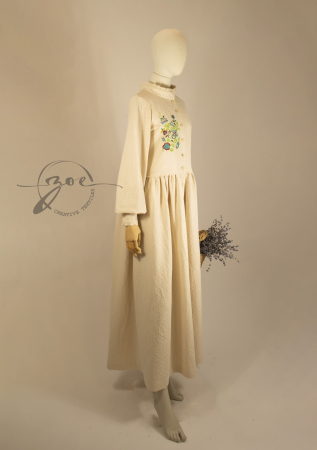 FLOARE DE BUMBAC - rochie-zoe-matasea-campului-panza-topita-broderie-florala-camp