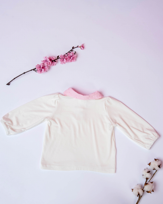 Bluza din jersey de bumbac cu guler roz  din bumbac dantelat [7]