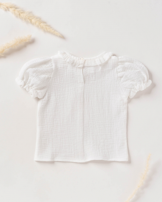 Bluza din muselina alba, cu maneci scurte bufante [3]