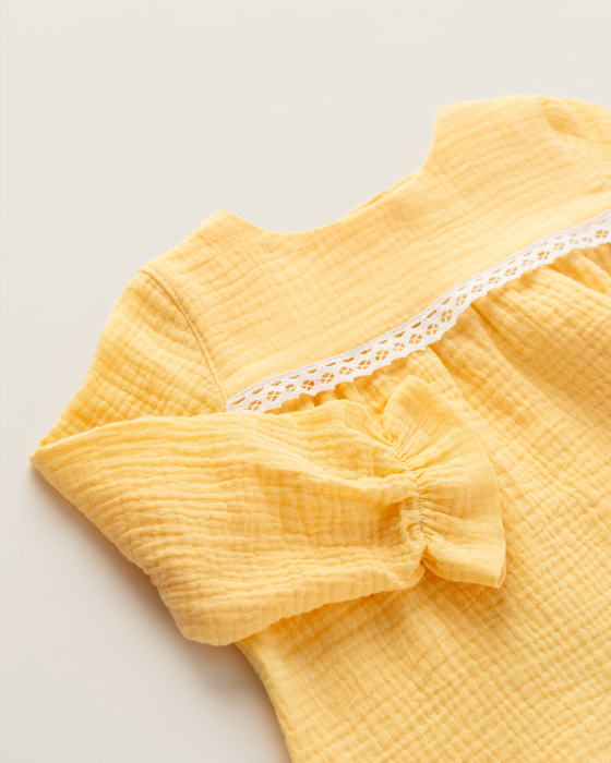 Bluza din muselina galbena cu dantela [4]