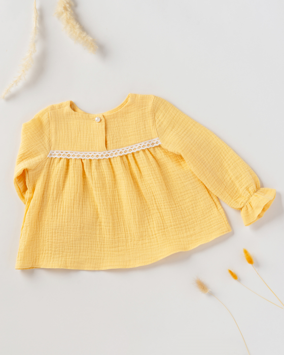 Bluza din muselina galbena cu dantela [3]
