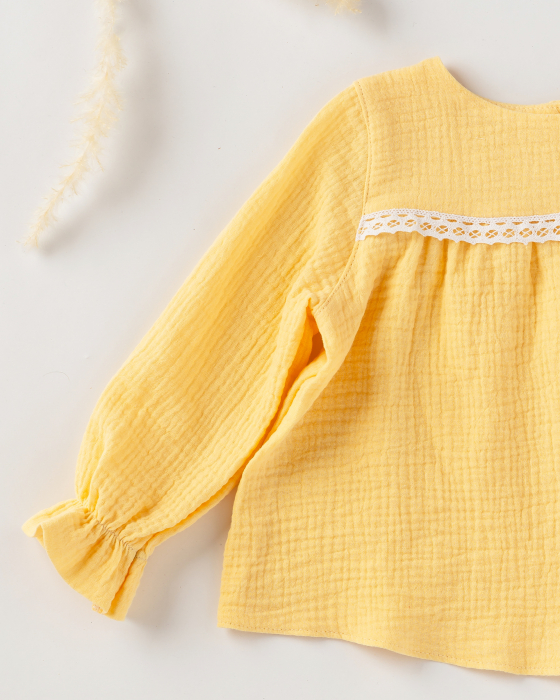 Bluza din muselina galbena cu dantela [2]