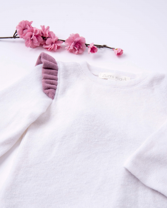 Compleu cu pantaloni evazati lila si bluza cu volanase [4]