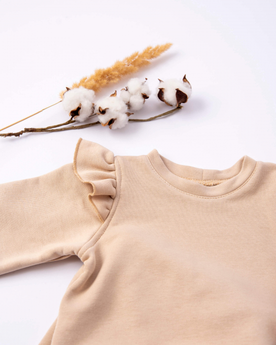 Compleu din bumbac cu pantaloni evazati si bluza cu volanase [4]