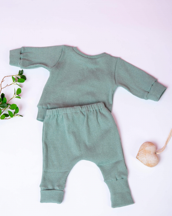 Compleu din jersey reiat verde turcuaz deschis cu pantaloni si bluza cu maneca lunga [5]