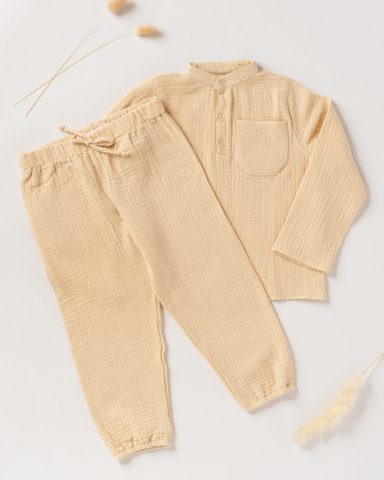 Pantaloni din muselina crem [5]