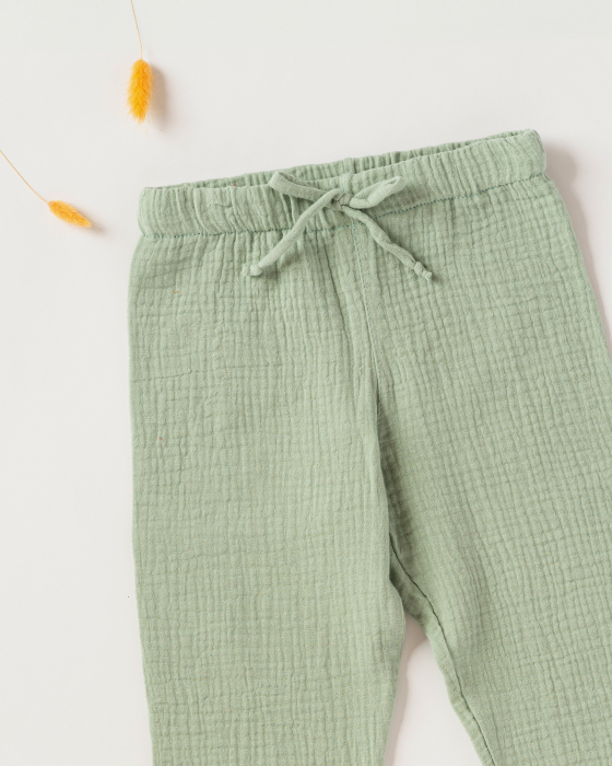 Pantaloni din muselina verde salvie [2]