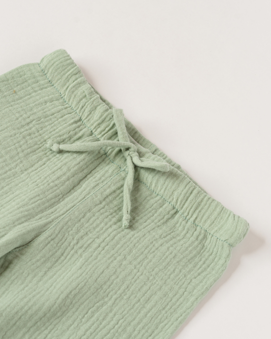 Pantaloni din muselina verde salvie [4]