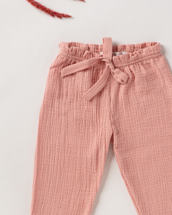 Pantaloni lungi, lejeri, din muselina roz [2]