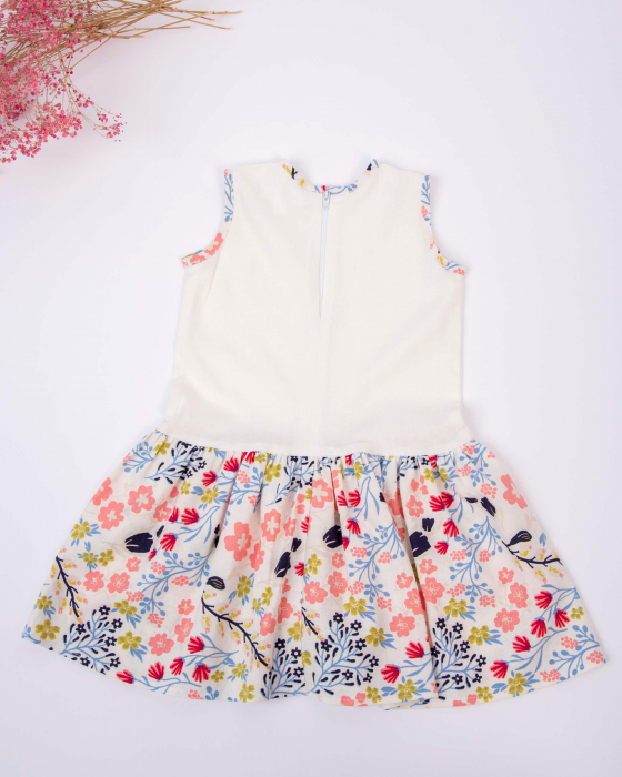Rochie din in alb cu imprimeu floral [2]