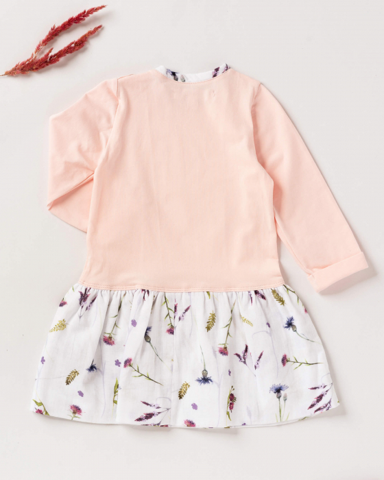 Rochie din jersey roz, cu muselina cu imprimeu floral [3]