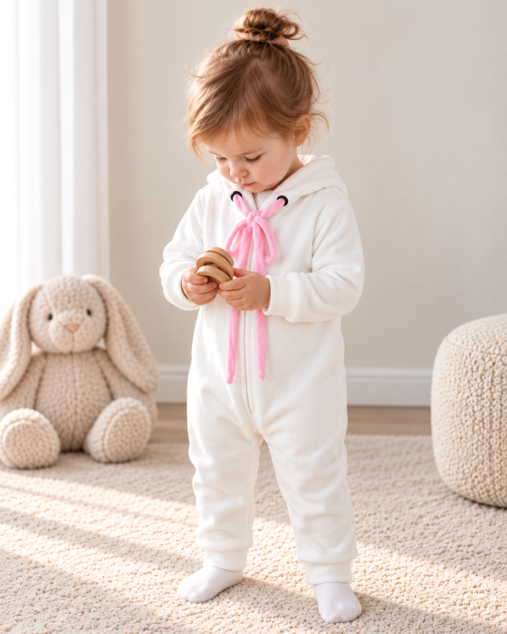 Salopetă albă pentru bebeluși și copii din bumbac – Zumi Kids [2]
