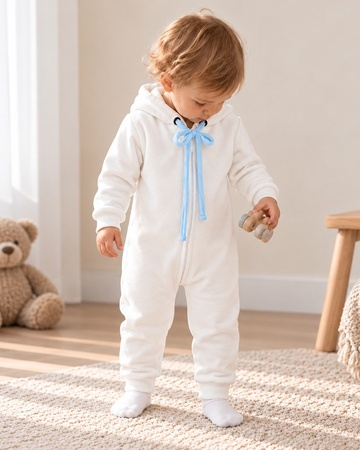 Salopetă albă pentru bebeluși și copii din bumbac – Zumi Kids [2]