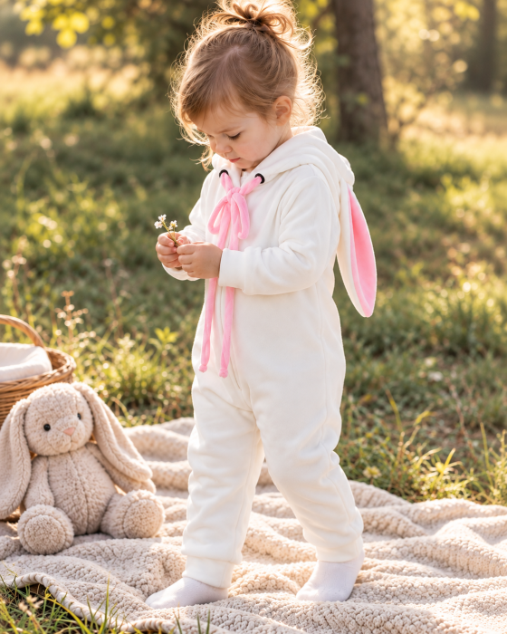 Salopetă albă pentru bebeluși și copii din bumbac – Zumi Kids [3]