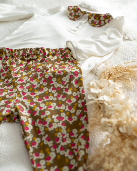 Set cu bluza si colanti din jersey de bumbac cu imprimeu floral [2]
