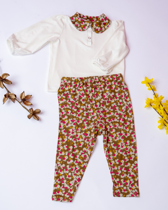 Set cu bluza si colanti din jersey de bumbac cu imprimeu floral [4]