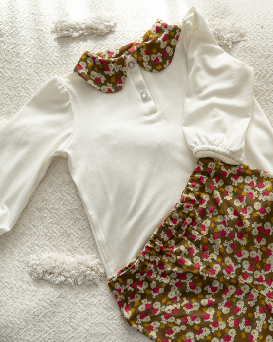 Set cu bluza si colanti din jersey de bumbac cu imprimeu floral [3]