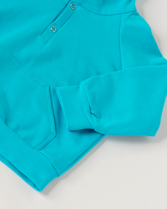 Set cu hanorac si pantaloni sport din bumbac albastru [4]