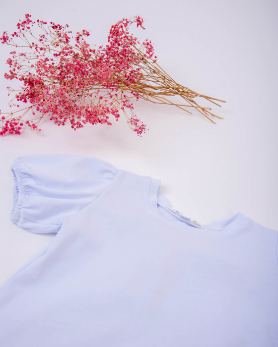 Tricou din jersey de bumbac, cu funda din vascoza, ampla la spate, cu imprimeu floral vesel [5]