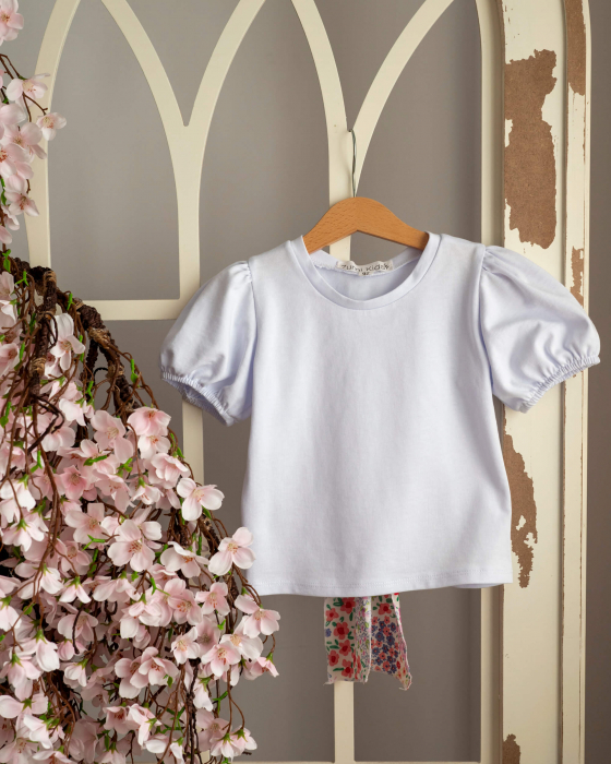 Tricou din jersey de bumbac, cu funda din vascoza, ampla la spate, cu imprimeu floral vesel [2]