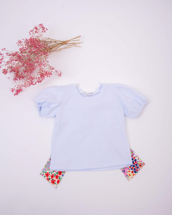 Tricou din jersey de bumbac, cu funda din vascoza, ampla la spate, cu imprimeu floral vesel [4]