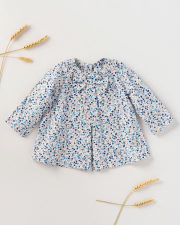 Camasi si bluze - Bluza cu imprimeu floral si fundita