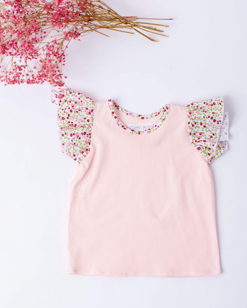 Camasi si bluze - Bluza de vara, din jersey de bumbac, cu maneci din bumbac cu imprimeu floral
