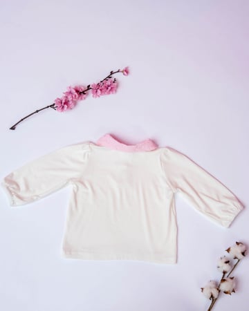 Bluza din jersey de bumbac cu guler roz  din bumbac dantelat [6]