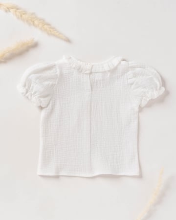 Bluza din muselina alba, cu maneci scurte bufante [2]