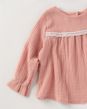 Bluza din muselina roz cu dantela [1]