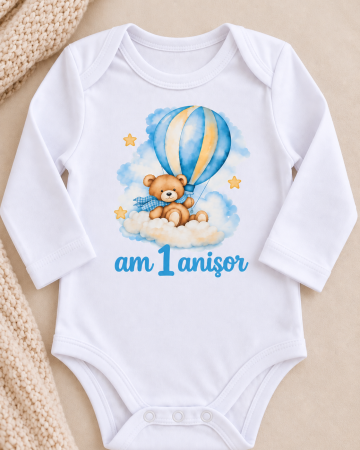 Tinute personalizate - Body personalizat „Am 1 Anișor” cu ursuleț și balon