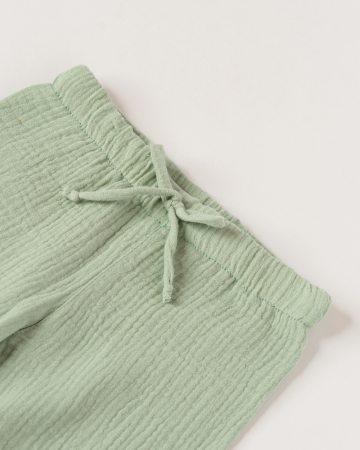 Pantaloni din muselina verde salvie [3]