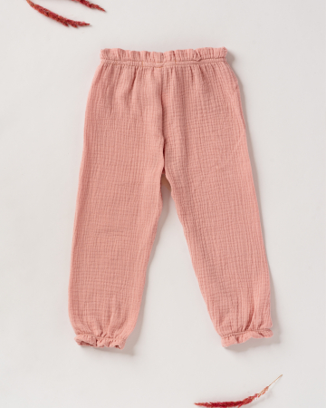 Pantaloni lungi, lejeri, din muselina roz [2]